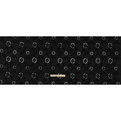Embroidered Eyelet Cotton Voile - Black Big Flowering Vines - Naomi Collection