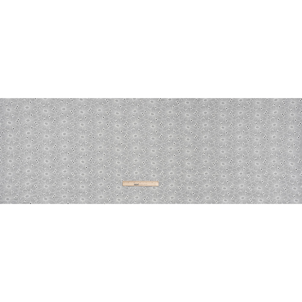 Embroidered Eyelet Cotton Voile - White All-Over Flowers - Naomi Collection