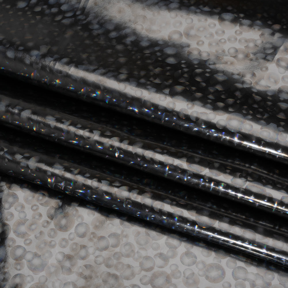 3D Holographic Vinyl - Black Bubble Dots - Lynn Collection - Folded