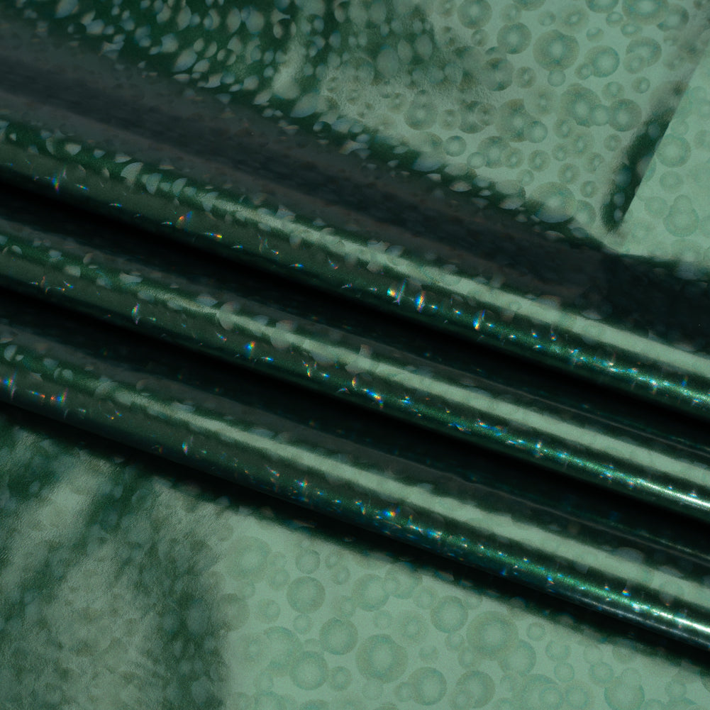 3D Holographic Vinyl - Forest Green Bubble Dots - Lynn Collection - Folded