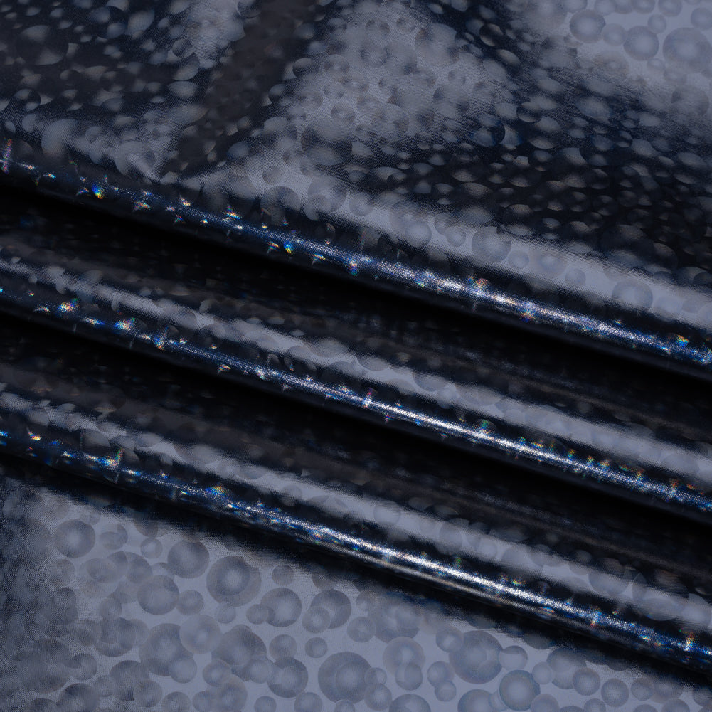 3D Holographic Vinyl - Navy Bubble Dots - Lynn Collection - Folded
