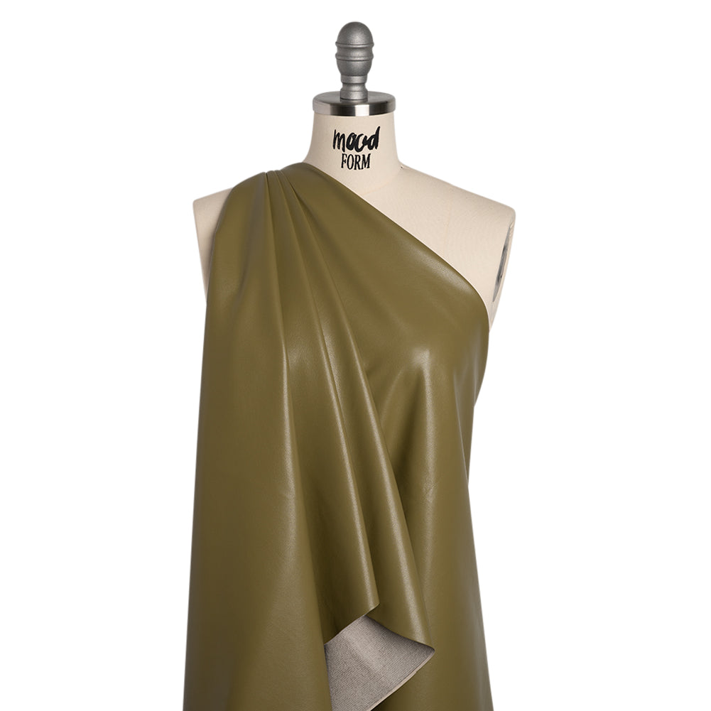 Buttery Faux Leather with Brushed Suede-like Backing - Olive - Veronica Collection - Drape