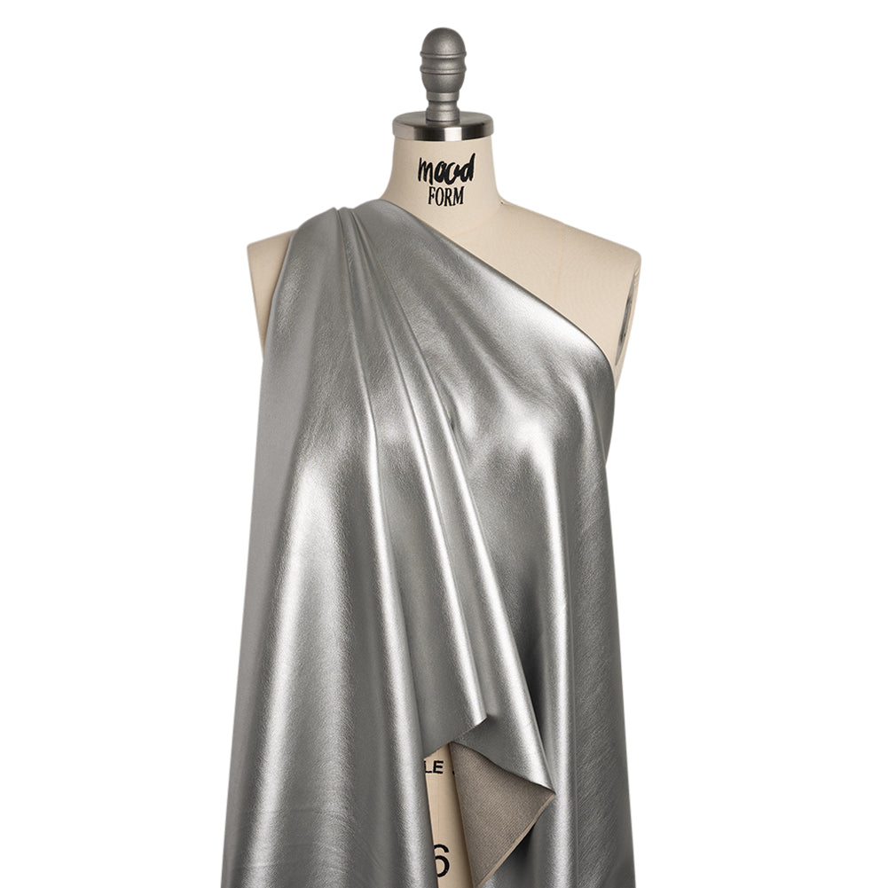 Buttery Faux Leather with Brushed Suede-like Backing - Silver - Veronica Collection - Drape