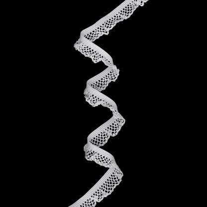 Ruffled Stretch Lace Trim - 0.625" - White Crochet Lattice
