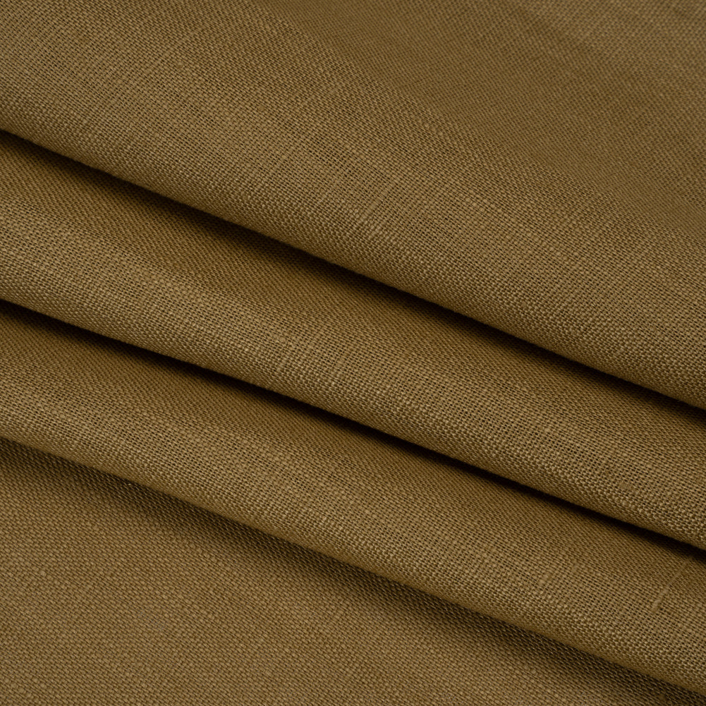 Medium Weight Linen Woven - Khaki - Designer Deadstock