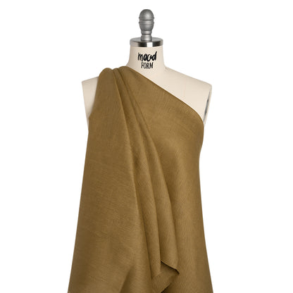Medium Weight Linen Woven - Khaki - Designer Deadstock