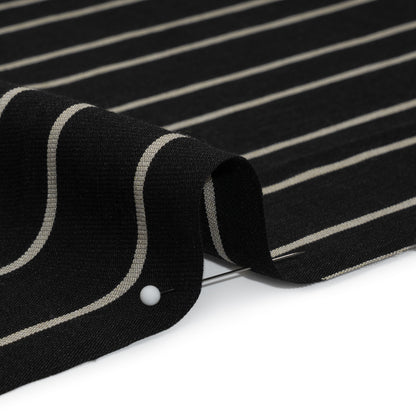Viscose and Nylon Woven - Black and Beige Stripes - Designer Deadstock Made in Italy