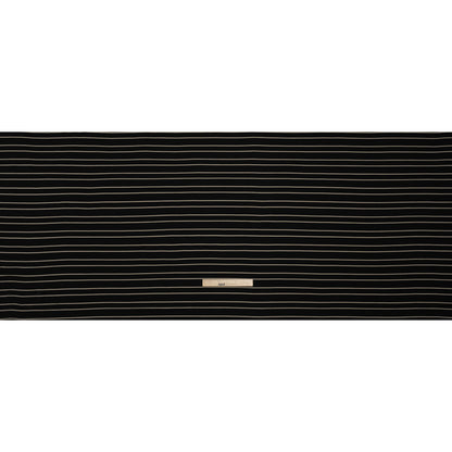 Viscose and Nylon Woven - Black and Beige Stripes - Designer Deadstock Made in Italy