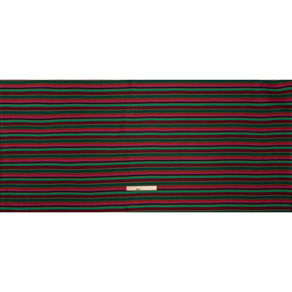 Satin-Faced Viscose and Acetate Woven - Black, Red and Green Barcode Stripes - Designer Deadstock Made in Italy
