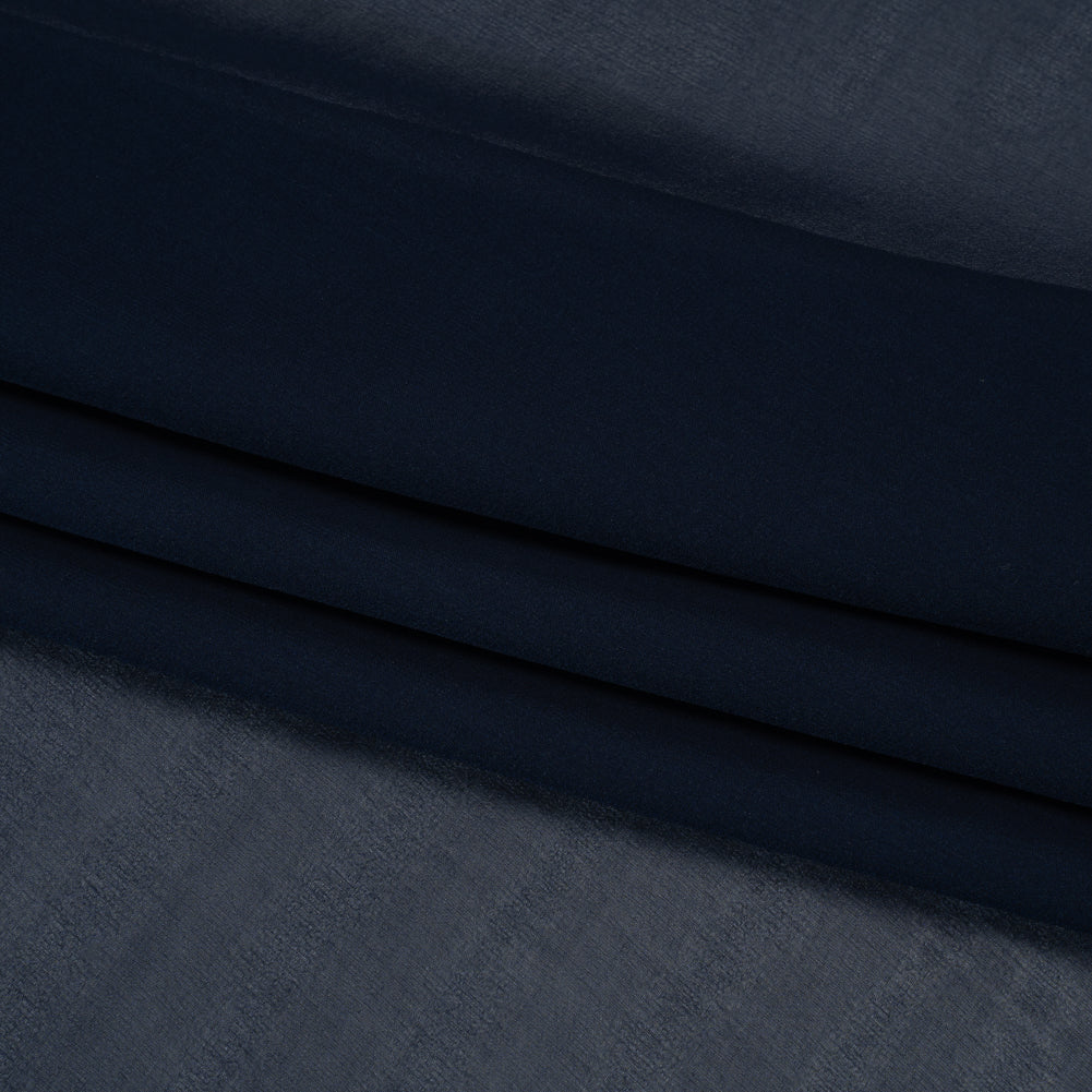 Silk Georgette - Navy Blue - Designer Deadstock - Folded