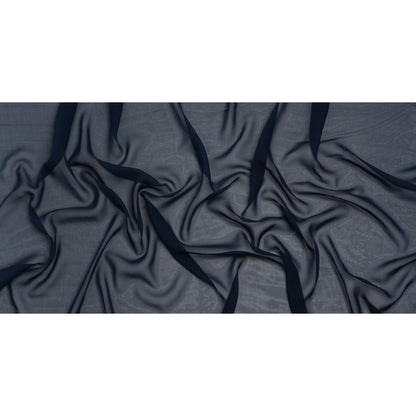 Silk Georgette - Navy Blue - Designer Deadstock