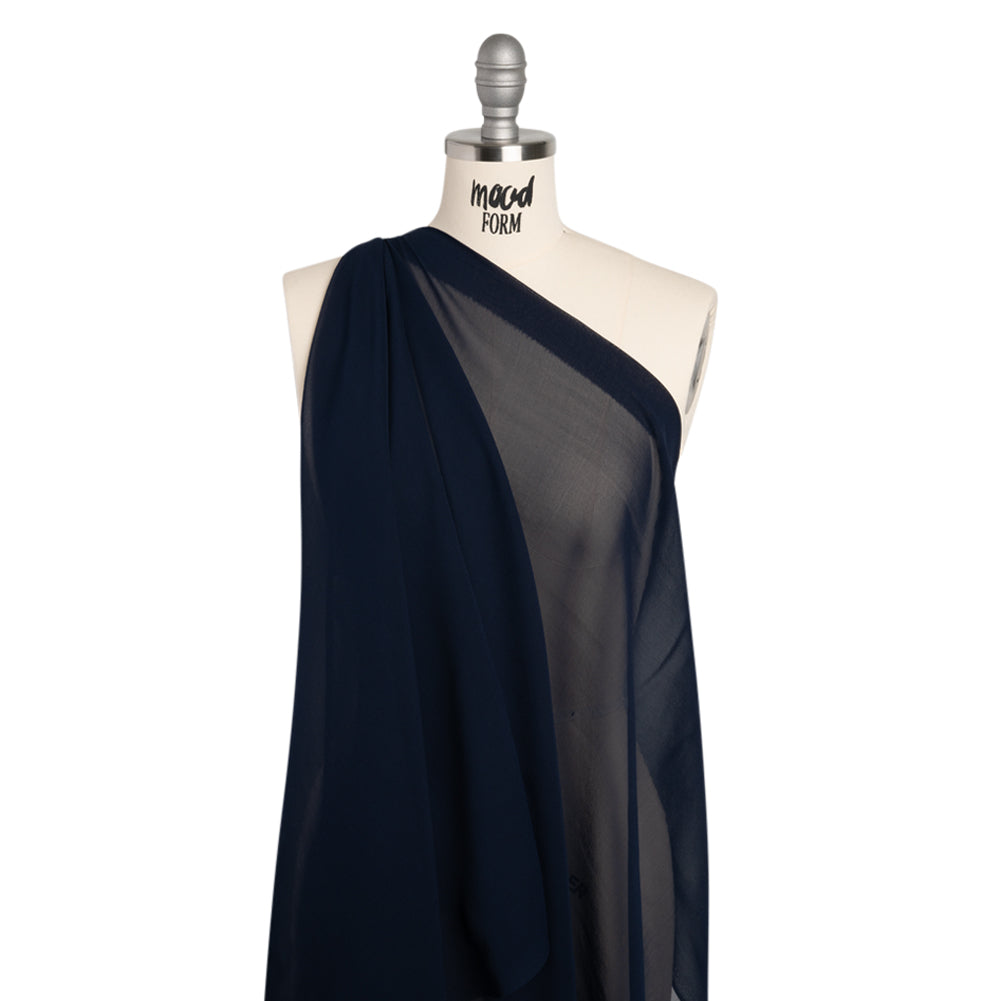 Silk Georgette - Navy Blue - Designer Deadstock - Drape