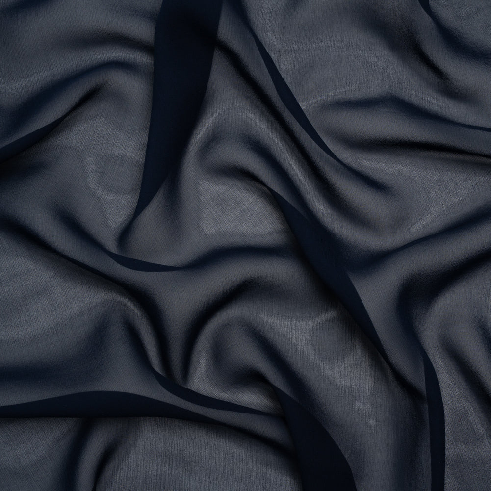 Silk Georgette - Navy Blue - Designer Deadstock