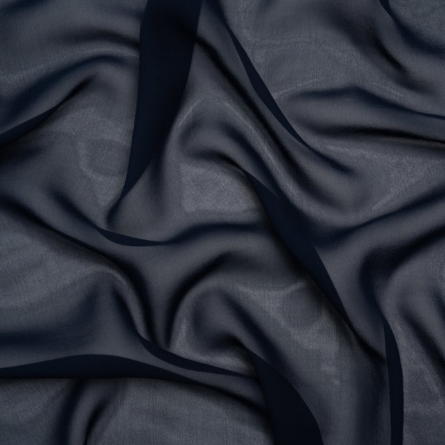 Silk Georgette - Navy Blue - Designer Deadstock