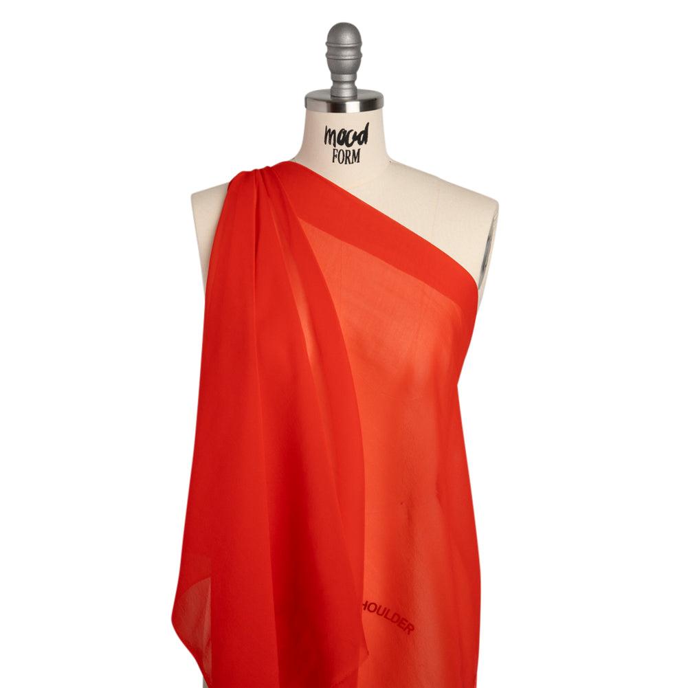 Silk Georgette - Red Orange - Designer Deadstock - Drape