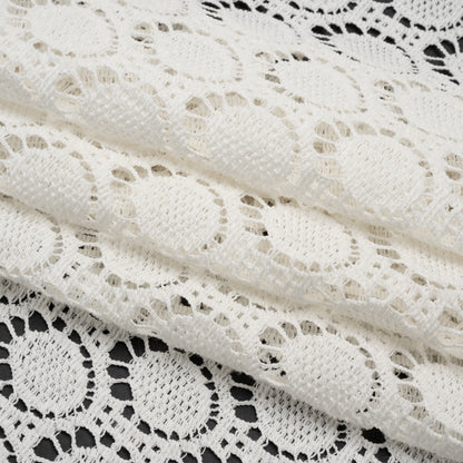 Cotton Crochet Lace - Off White Dots in Ovals - Designer Deadstock