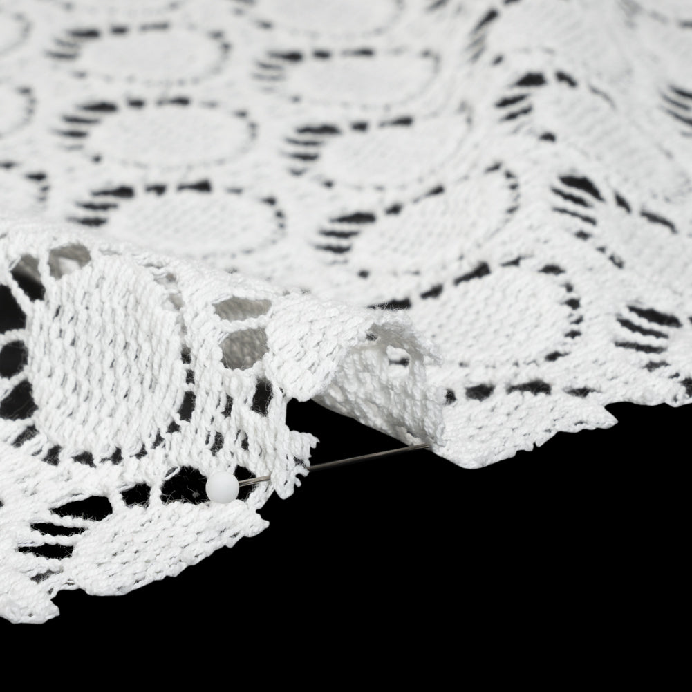 Cotton Crochet Lace - Off White Dots in Ovals - Designer Deadstock - Detail