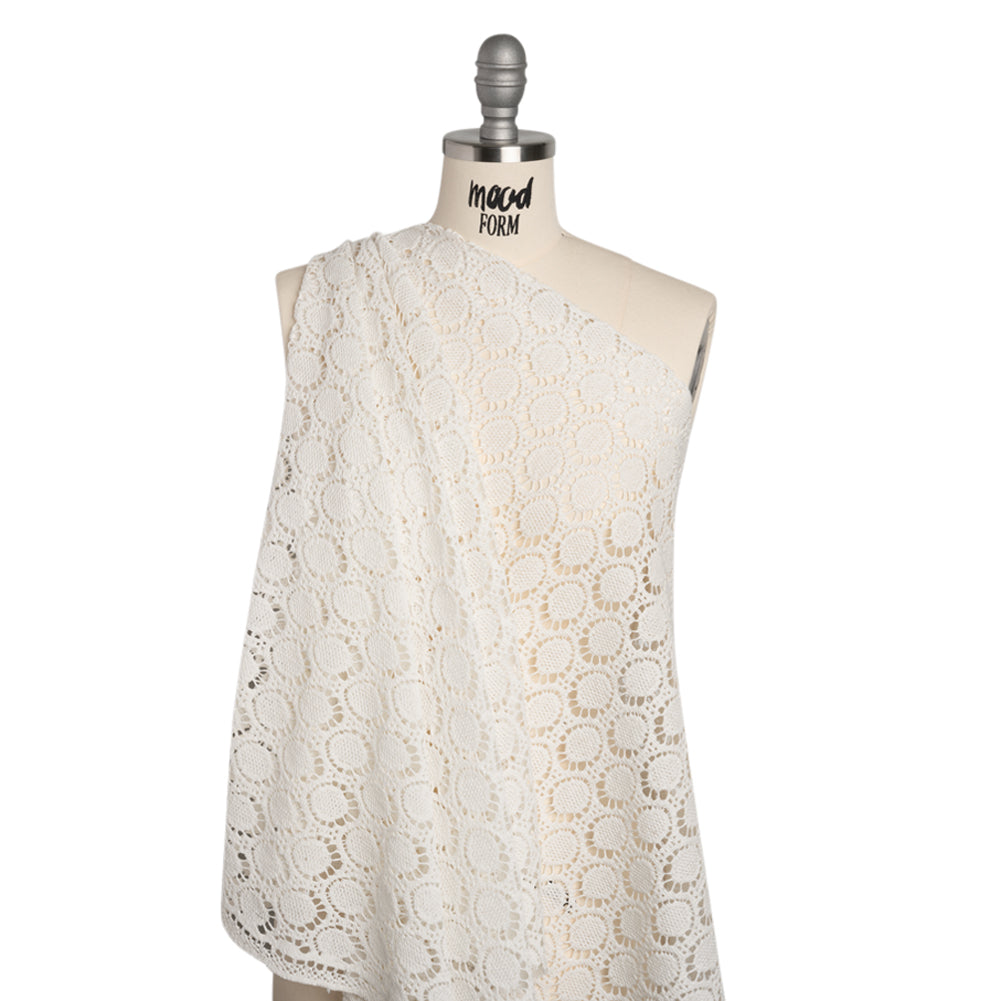 Cotton Crochet Lace - Off White Dots in Ovals - Designer Deadstock - Drape