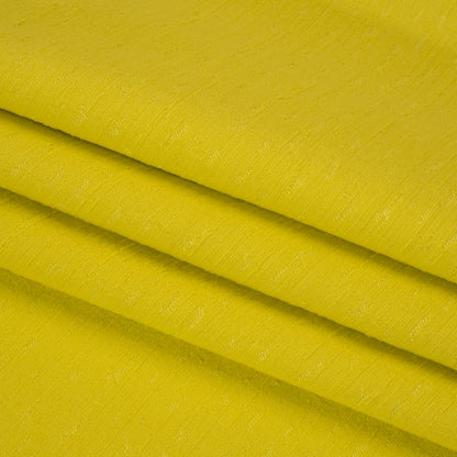 Slubbed Stretch Cotton Blend Jacquard - Bright Yellow Abstract - Designer Deadstock