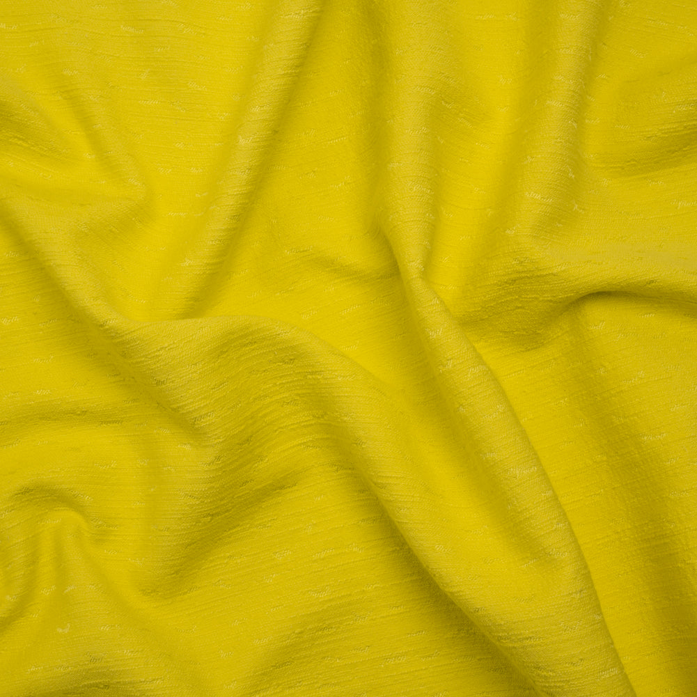 Slubbed Stretch Cotton Blend Jacquard - Bright Yellow Abstract - Designer Deadstock