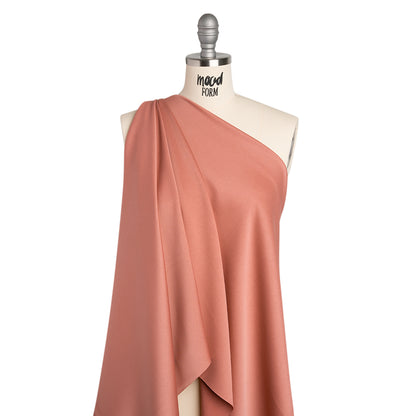 Stretch Polyester Crepe Back Satin - Spiced Coral - Deadstock