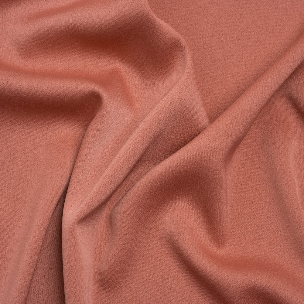 Stretch Polyester Crepe Back Satin - Spiced Coral - Deadstock