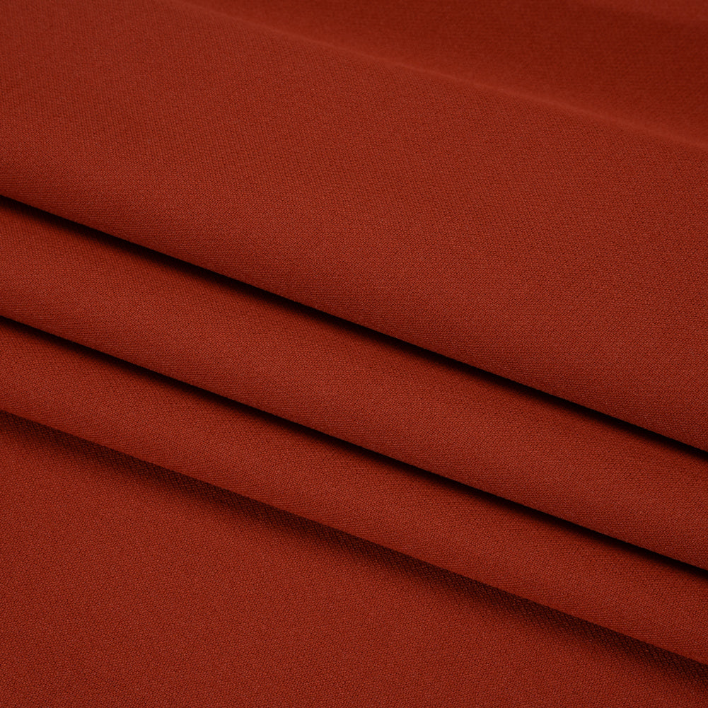 Polyester and Viscose Stretch Double Cloth - Brick Red - Deadstock - Folded