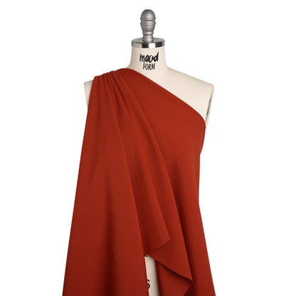 Polyester and Viscose Stretch Double Cloth - Brick Red - Deadstock