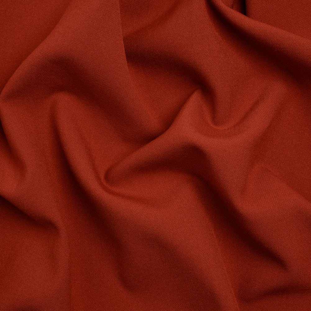 Polyester and Viscose Stretch Double Cloth - Brick Red - Deadstock
