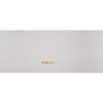 Polyester Twill Lining - White, Black and Cranberry Red Stripes - Deadstock