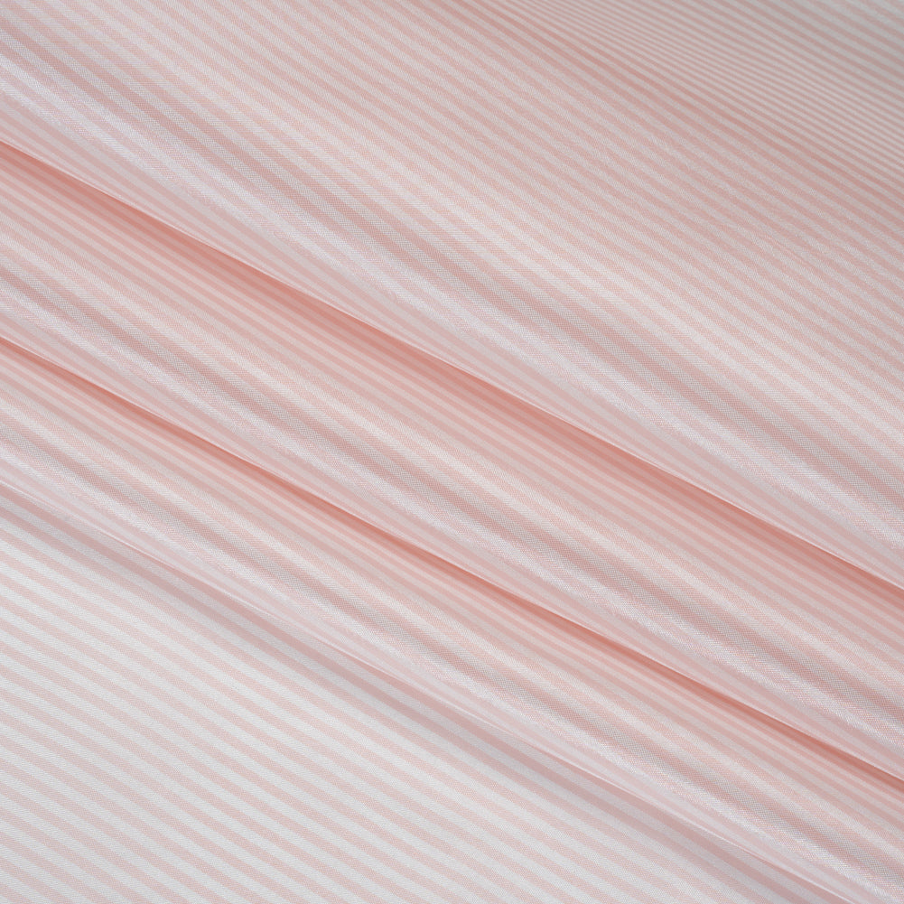 Polyester Lining - Light Pink and White Candy Stripes - Deadstock