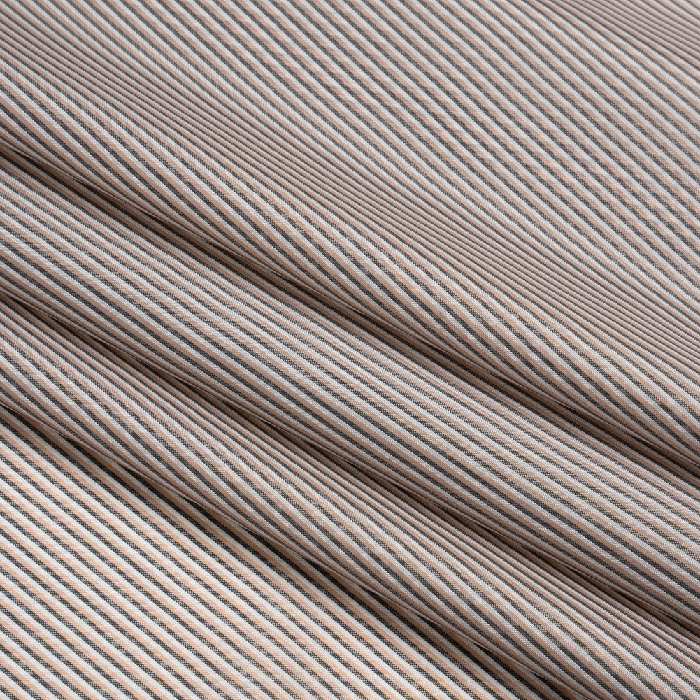 Polyester Lining - Pink, White and Gray Shadow Stripes - Deadstock - Folded