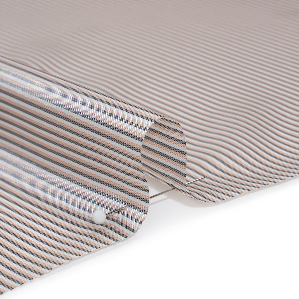 Polyester Lining - Pink, White and Gray Shadow Stripes - Deadstock - Detail