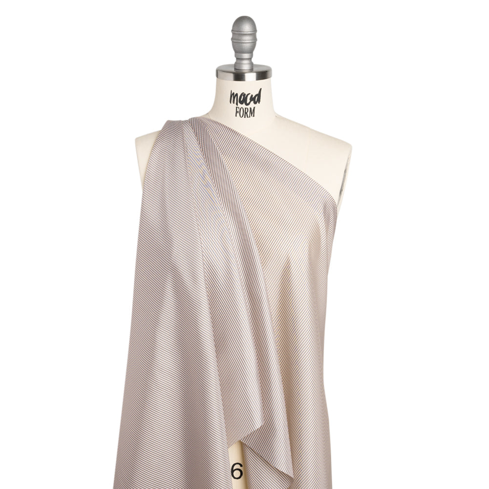 Polyester Lining - Pink, White and Gray Shadow Stripes - Deadstock - Drape