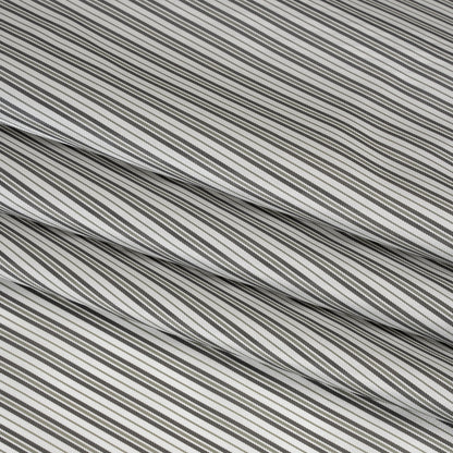 Polyester Twill Lining - White and Gray Ticking Stripes - Deadstock