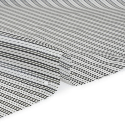 Polyester Twill Lining - White and Gray Ticking Stripes - Deadstock