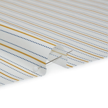 Stretch Polyester Lining - Cream, Gold and Navy Ticking Stripes - Deadstock