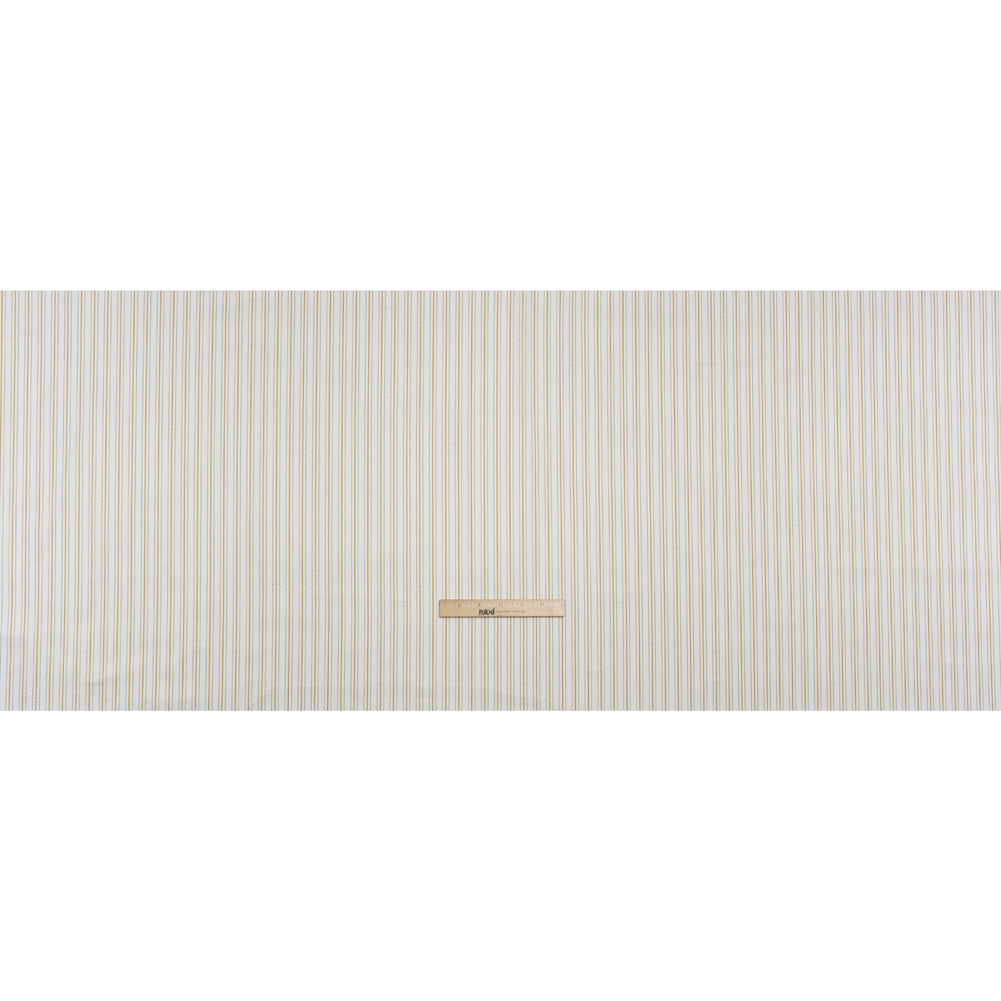 Stretch Polyester Lining - Cream, Gold and Navy Ticking Stripes - Deadstock - Full