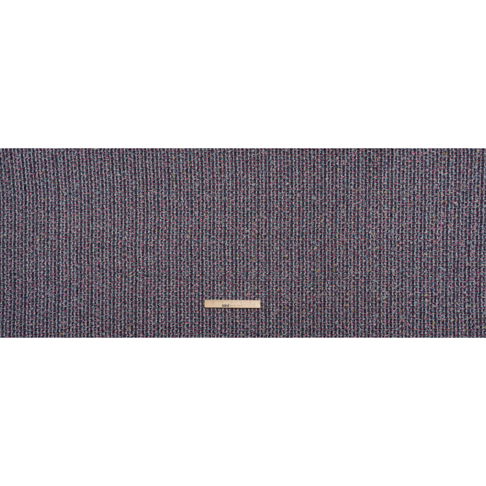 Wool Blend Novelty Tweed - Pink, Navy and White Stripes - Deadstock - Full