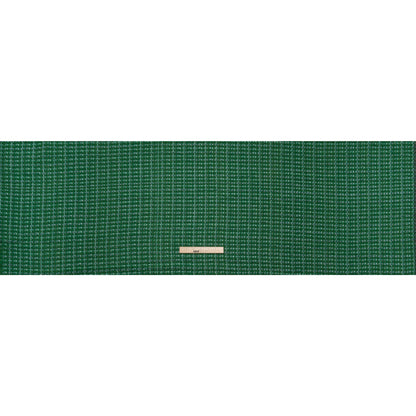 Polyester Novelty Tweed - Green and White Textured Plaid - Deadstock