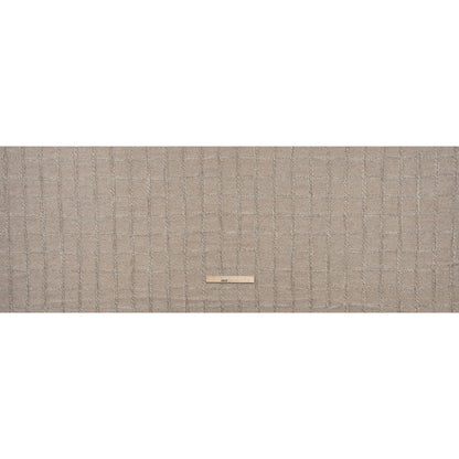 Wool Blend Boucle Tweed - Cream and Taupe Raised Windowpane Checks - Deadstock