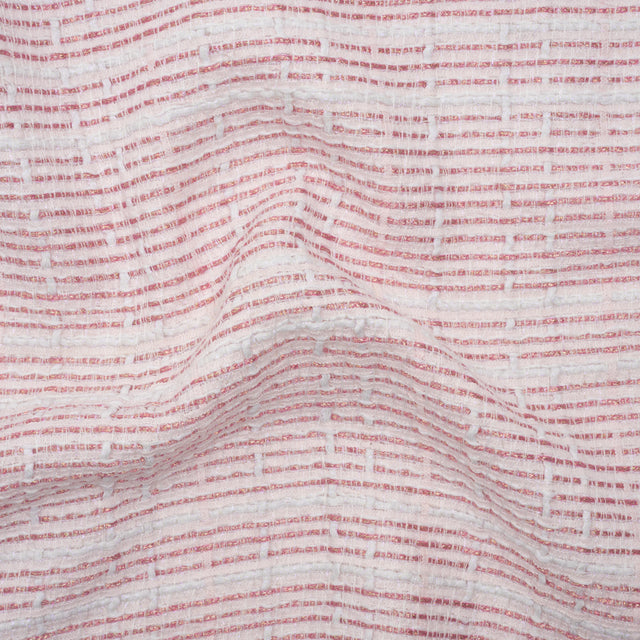 Metallic Tactile Tweed - Iridescent Rainbow, White and Pink Plaid - Deadstock