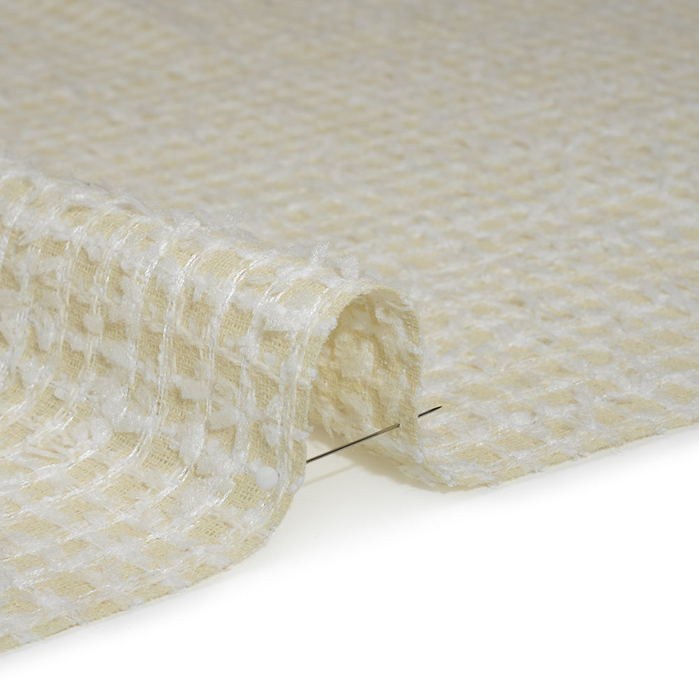 Fluffy Tweed - Cream and White Mini Windowpane Checks - Deadstock