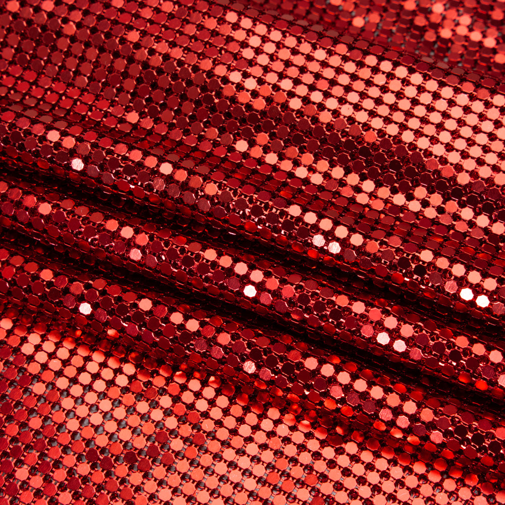 Aluminum Chainmail Fabric Panel, 3mm Tubular - Red - Joan Collection - Folded