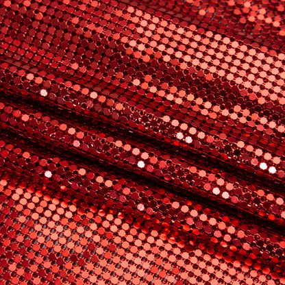 Aluminum Chainmail Fabric Panel, 3mm Tubular - Red - Joan Collection