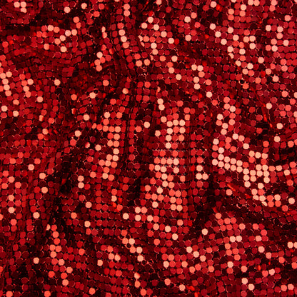 Aluminum Chainmail Fabric Panel, 3mm Tubular - Red - Joan Collection