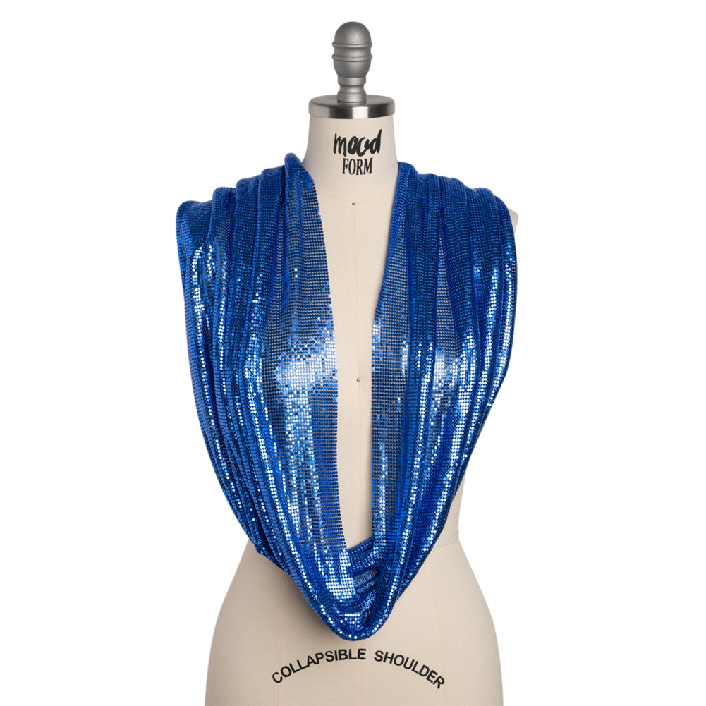 Aluminum Chainmail Fabric Panel, 3mm Tubular - Royal Blue - Joan Collection - Drape