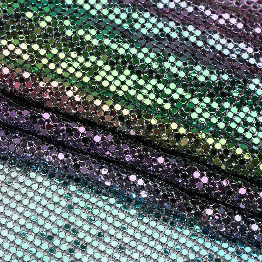Aluminum Chainmail Fabric Panel, 3mm - Rainbow Oil Slick - Joan Collection - Folded
