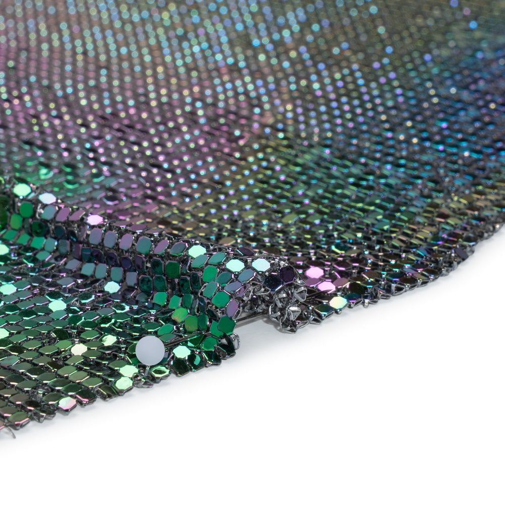 Aluminum Chainmail Fabric Panel, 3mm - Rainbow Oil Slick - Joan Collection - Detail