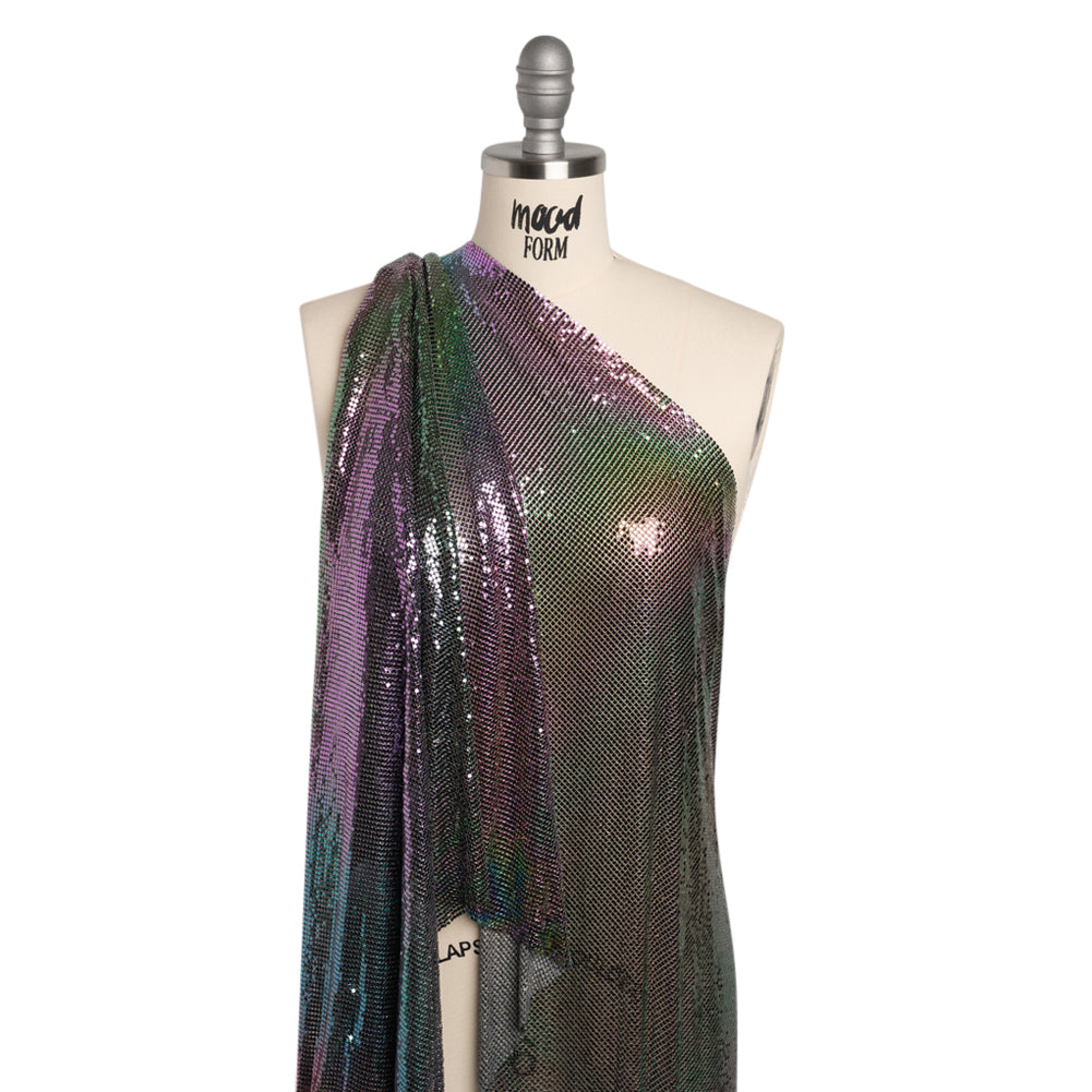 Aluminum Chainmail Fabric Panel, 3mm - Rainbow Oil Slick - Joan Collection - Drape